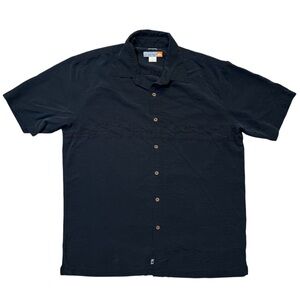Quiksilver Comfort Fit Black Palm Tree Short Sleeve Button Down Men’s Large